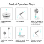 Portable Fan Rechargeable Mini Folding Telescopic Floor Low Noise Summer Fan Cooling For Household Bedroom Office Deskto