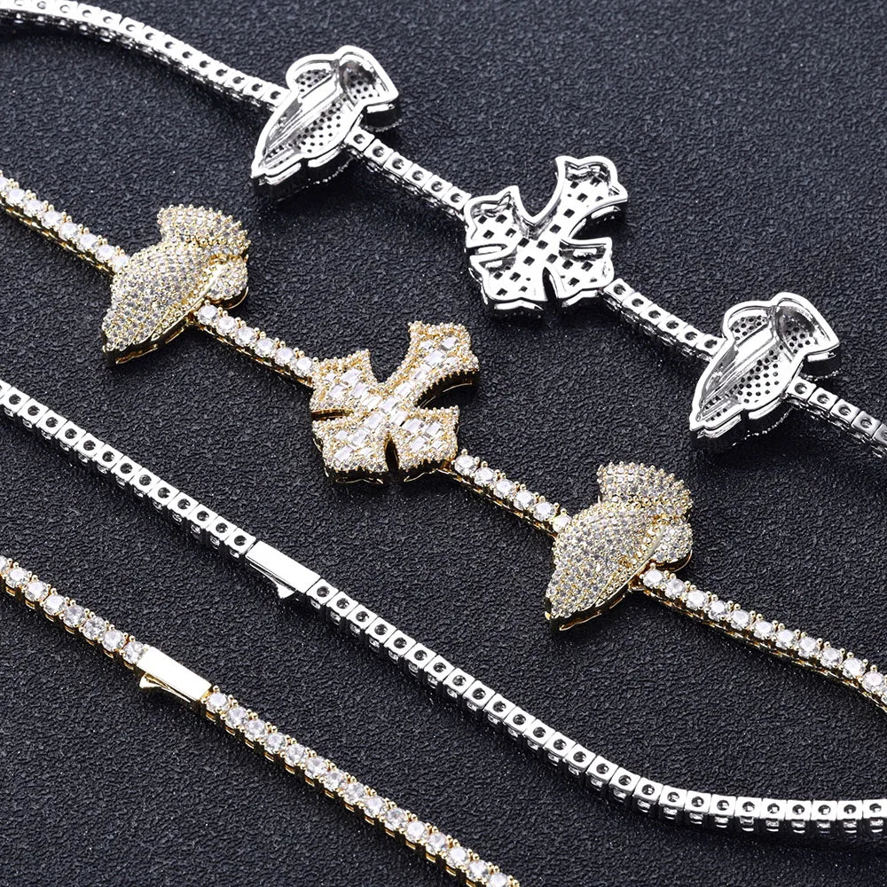 Cross Tennis Necklace Iced Out 5A CZ