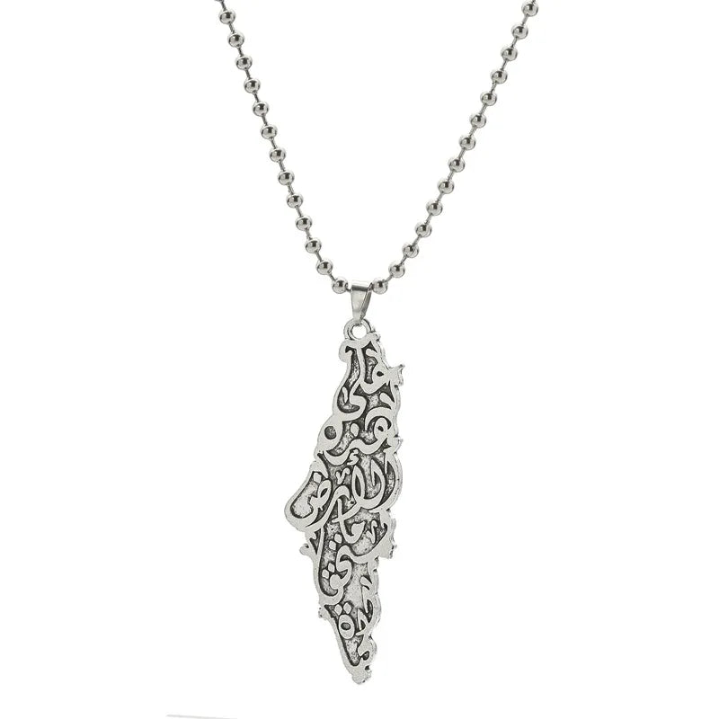 Palestine Map Pendant Necklace — Stainless Steel