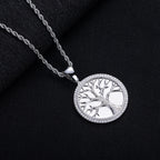 Iced Out Tree of Life Pendant — 14K Gold