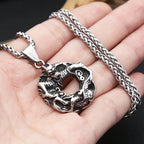 Gothic Cool Black Vikings Dragon Pendant Necklaces For Men Stainless Steel Nordic Animal Necklace Motorcycle Jewelry
