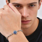 Turkish Evil Eye Beaded Bracelet for Men — Stainless Steel