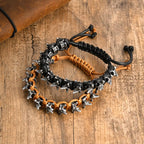 Rock Punk Dragon Spine Woven Bracelet for Men Boys,11MM Width Vintage Woven Metal Bracelet,Jewelry Gift for Him