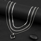 Interlocking Ring Herringbone Cuban Necklace — Stainless Steel