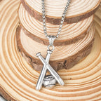 Silver Baseball Bat Pendant Necklace Stainless Steel