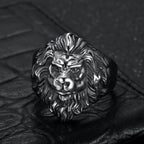 Hip Hop Gold Color Lion Head Ring Stainless Steel Big Large Animal Lion Finger Rings For Men Boys Punk Rapper Jewelry