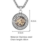 Viking Norse Mythology Odin Wolf Necklaces Men Gold Color Fenrir Rune Pendant Talisman Stainless Steel Male