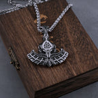 Viking Mjolnir Thor's Hammer with Odin Triangle Rune Necklace Men's Vintage Hip Hop Charm Pendant Stainless Steel