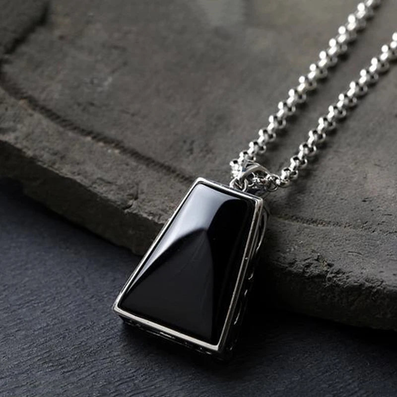 Geometric Retro Pendant Necklace — Two-Tone Chain, 45cm
