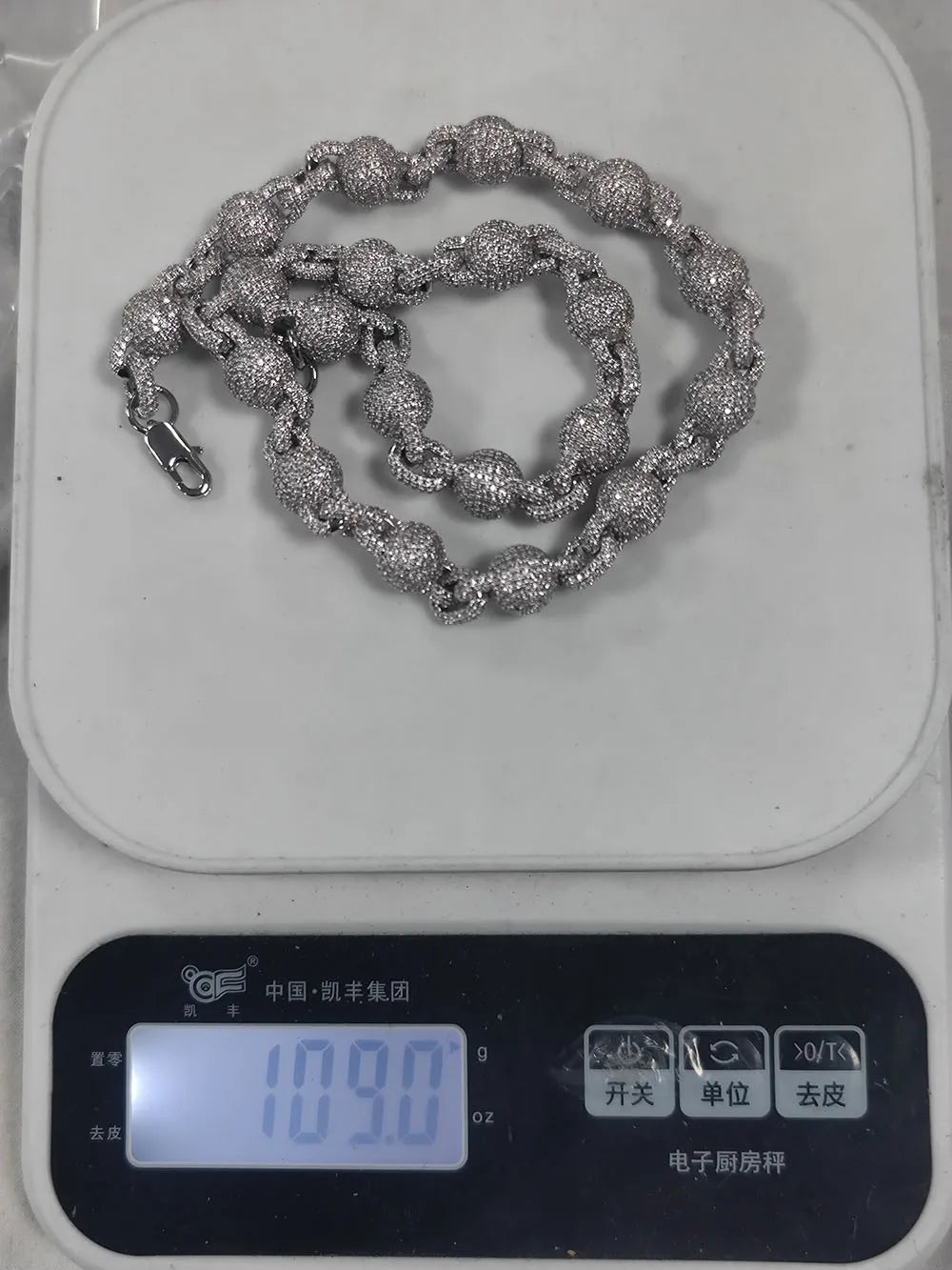 Iced Out Bead Choker Necklace 10.5MM Stainless Steel
