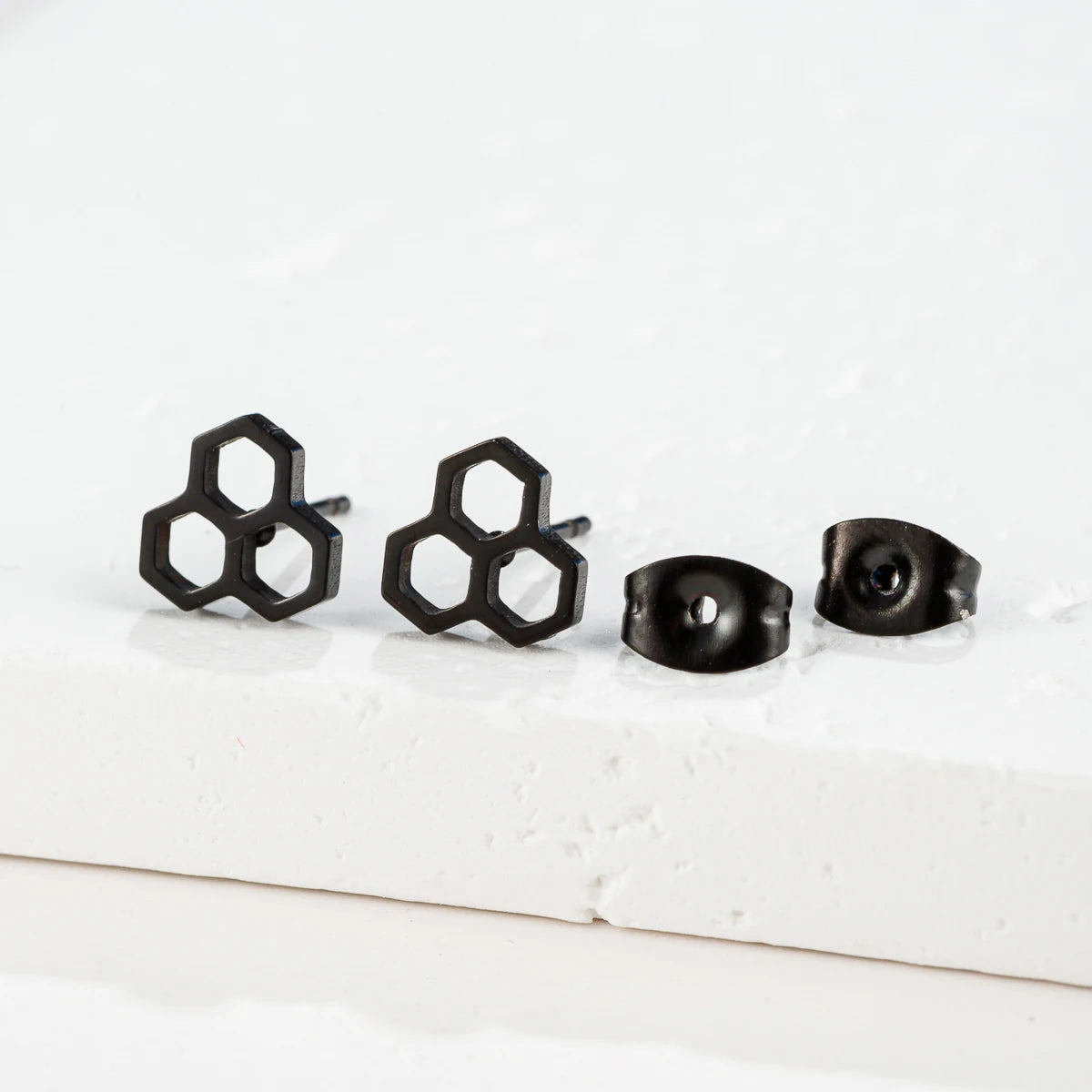 1 Pair Tiny Stainless Steel Honeycomb Earrings For Women Girl Hexagon Ear Stud Geometry Chemistry Molecular Stud Earring