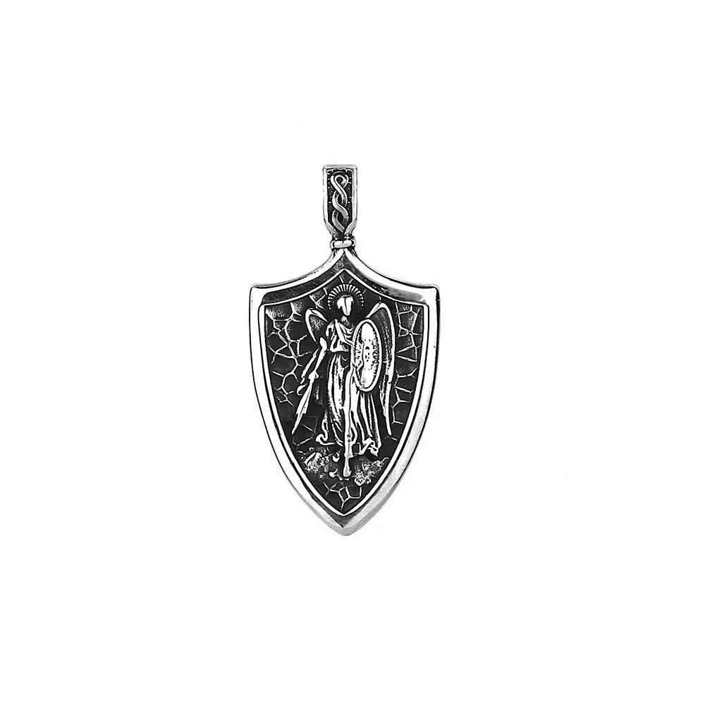 Angel Shield Cross Pendant — 316L Stainless Steel