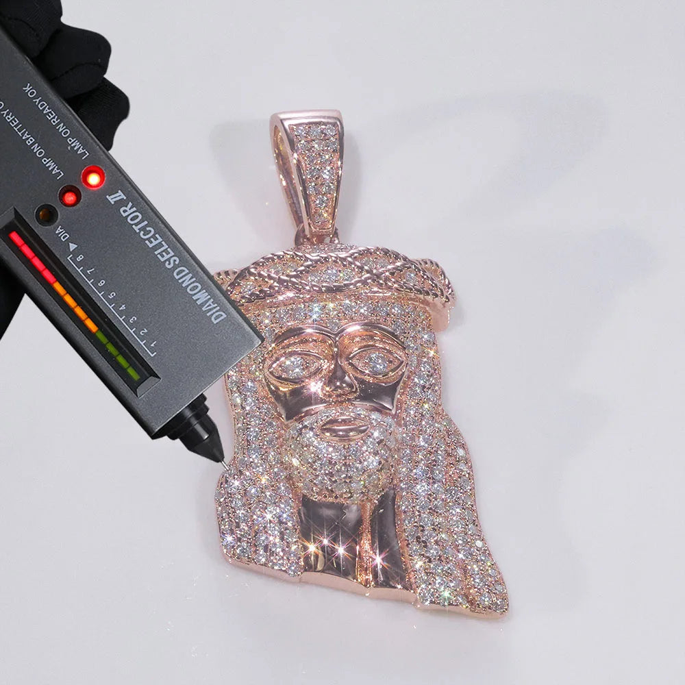 Rose Gold Jesus Head Pendant 925 Silver