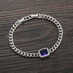 Iced Out Cuban Bracelet Stainless Steel Square Stone