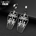 Skull Steel Earrings Dark Punk Coffin Hand Hoop