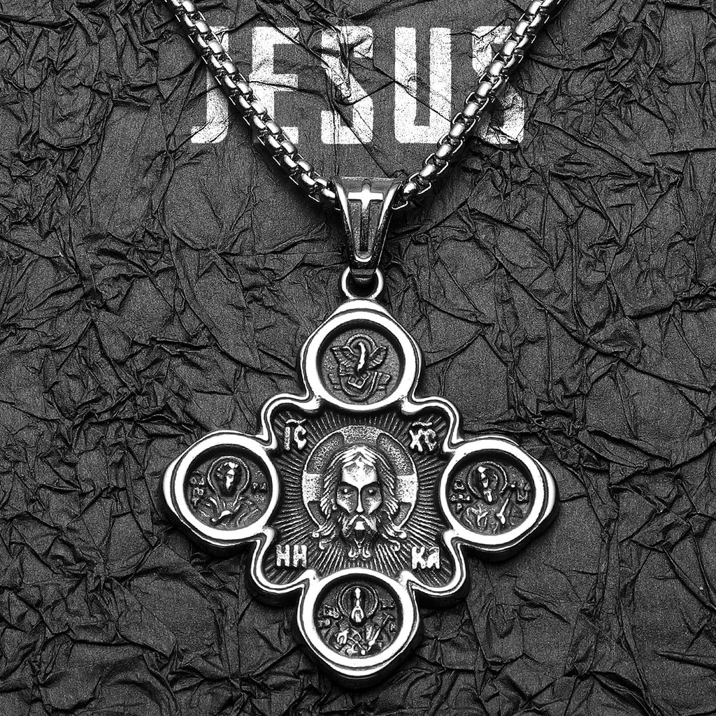 Cross Jesus Pendant Necklace — Stainless Steel