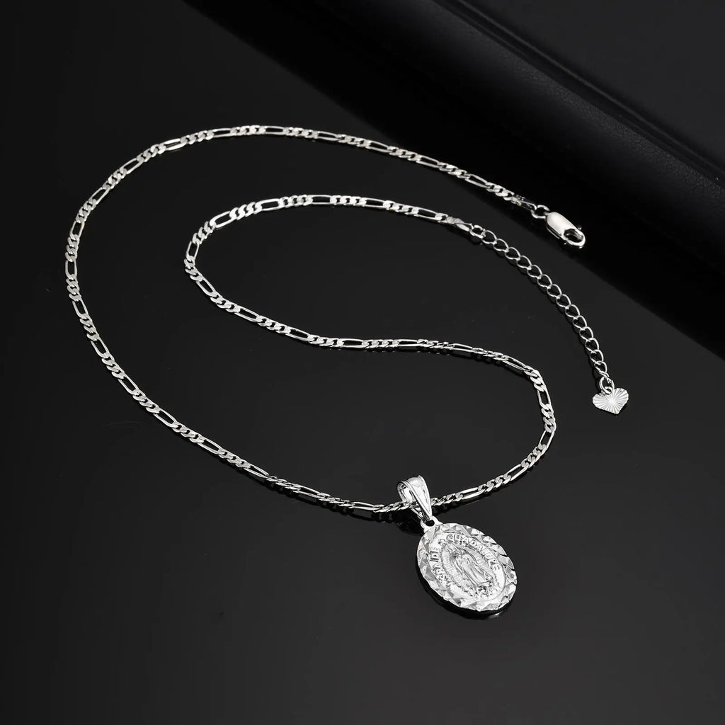 Virgin Mary Figaro Chain Pendant — SS