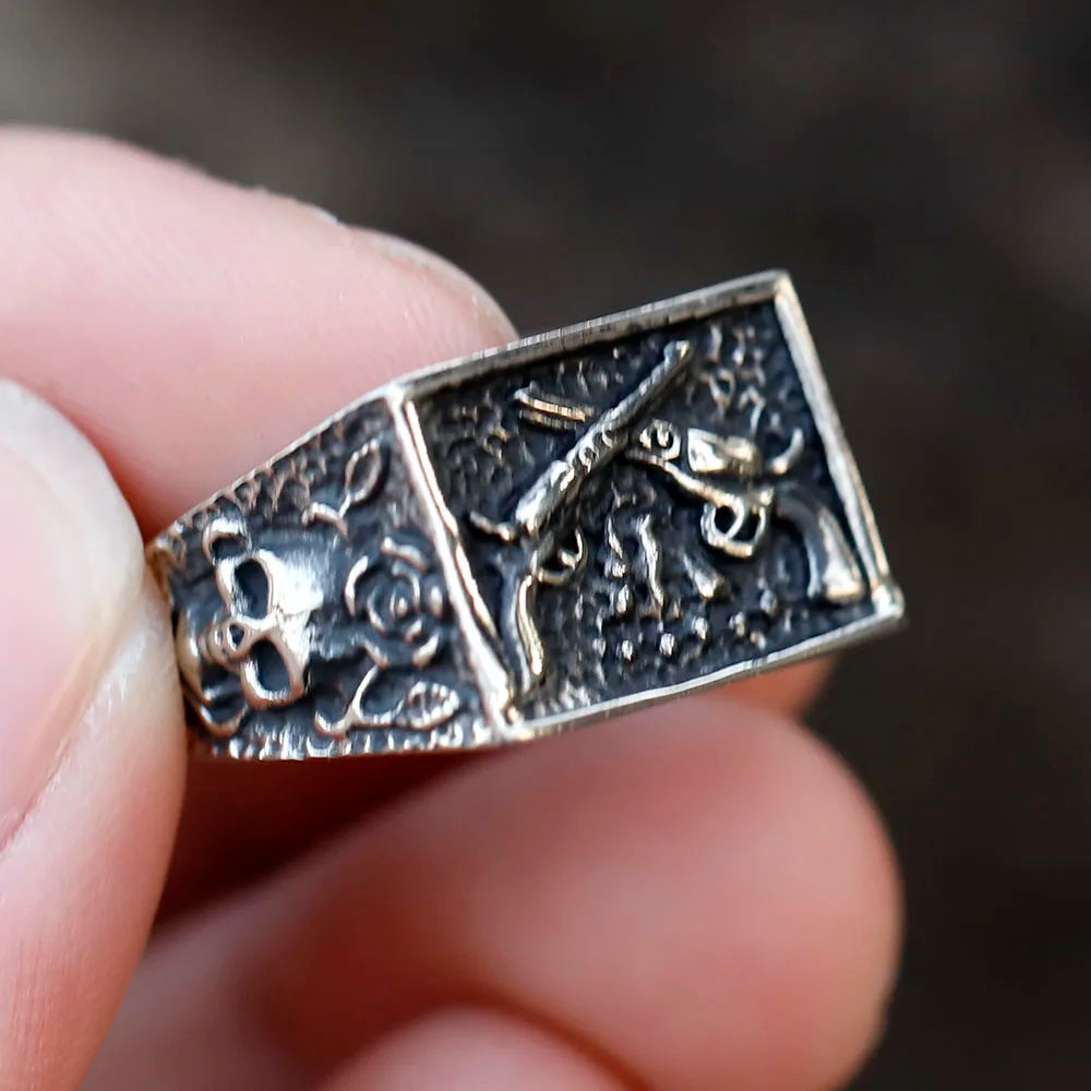 2023 NEW Men's 316L stainless-steel rings Punk Rock Gothic Pistol skull ring for teens fashion Jewelry for gift free