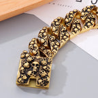 Punk Rock Man Bracelet Stainless Steel Wide Skull Head Link Chain Bracelets for Men Gothic Men's Bikers' Jewelry