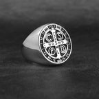 Saint Benedict Cross Men Rings Punk Hip Hop for Boyfriend Male Stainless Steel Jewelry Creativity Gift Wholesale