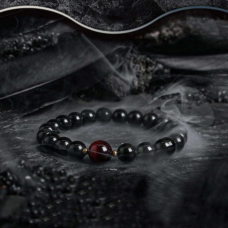 Block Volcanic Lava Stone Bracelet Men Black Classic Matte Obisidian Labradorite Bead Jewelry Women Birthday Gift for