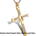 60cm Length Stainless Steel Pendant Necklace Solid 78*45mm Big Size Cross Men Waterproof Neck Jewelry Drop Shipping