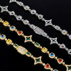 Iced Out Chain Necklace Stainless Steel Multicolor