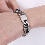 Punk Gothic Men's Bracelets With Skull Head Cuban Link Chain Man Bracelet for Men Stainless Steel Skeleton Jewelry