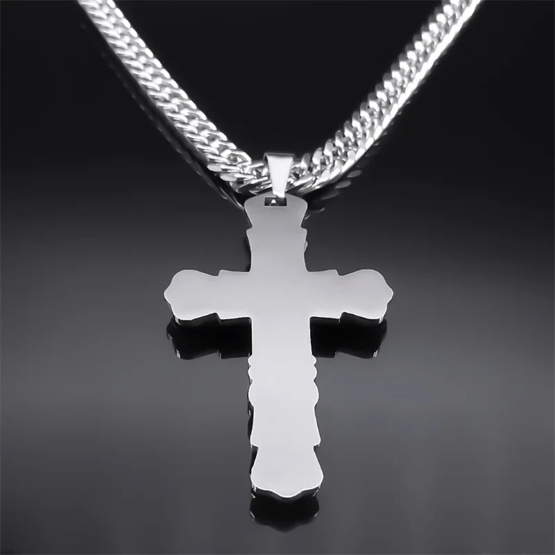 Cross Jesus Crucifix Two-Tone Pendant Layered