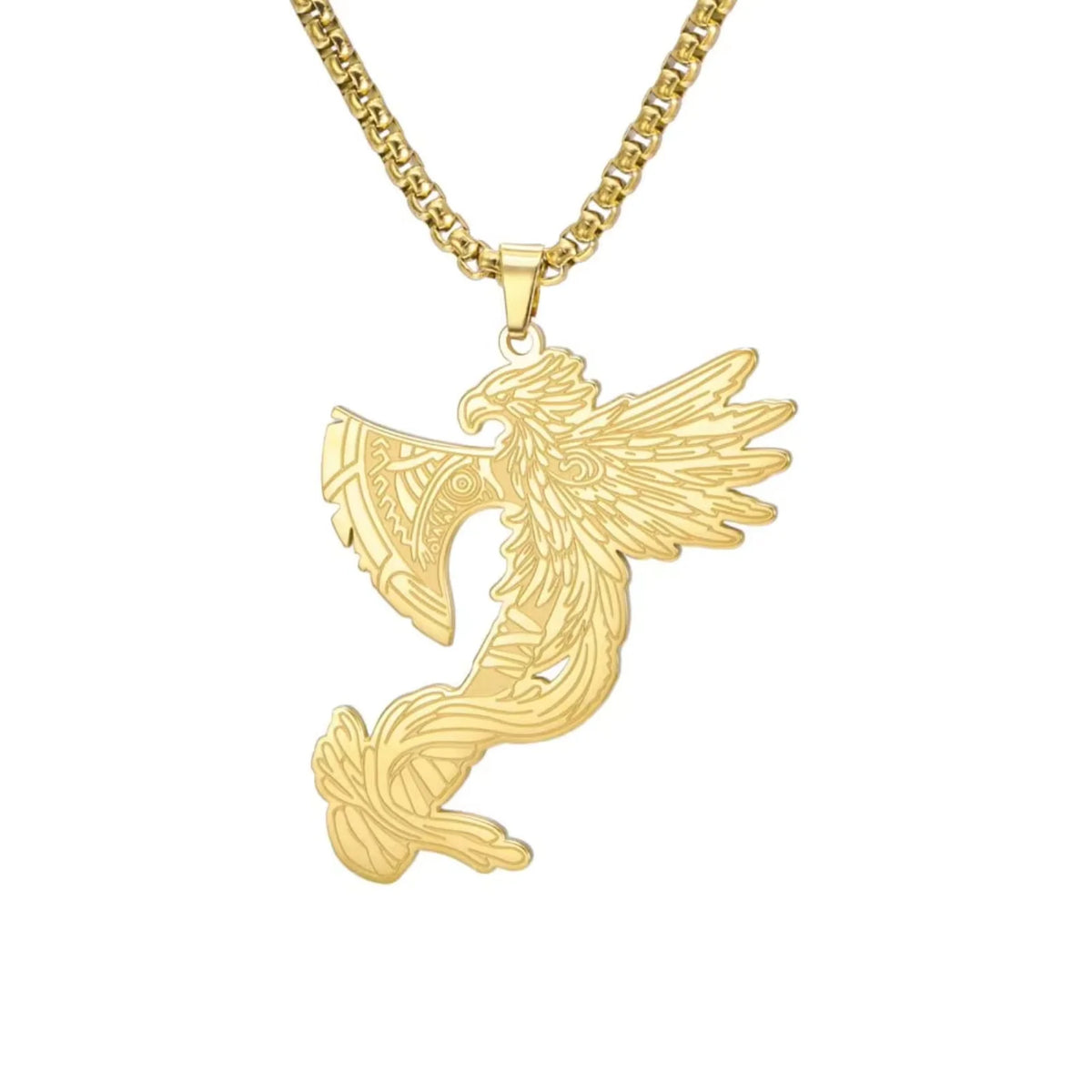 Winged Bird Totem Pendant Necklace — Stainless Steel