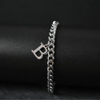 A-Z Initial Letter Cuban Chain Bracelet — Stainless Steel