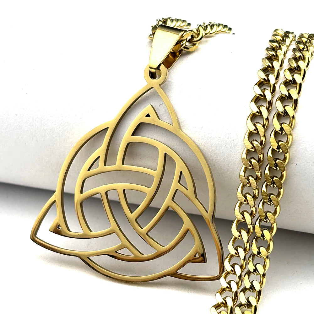 Celtic Knot Trinity Pendant Necklace — Stainless Steel