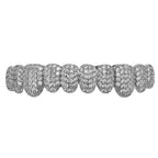 Rhinestone Teeth Grillz Set Top & Bottom Hollow Removable Caps