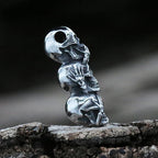 Three Wise Skulls Pendant — Stainless Steel