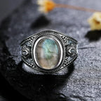 Sterling Silver 925 Vintage Rings Oval 8X10mm Rings Black Onyx Natural Fine Jewelry For Men Women Rhodochrosite Rings