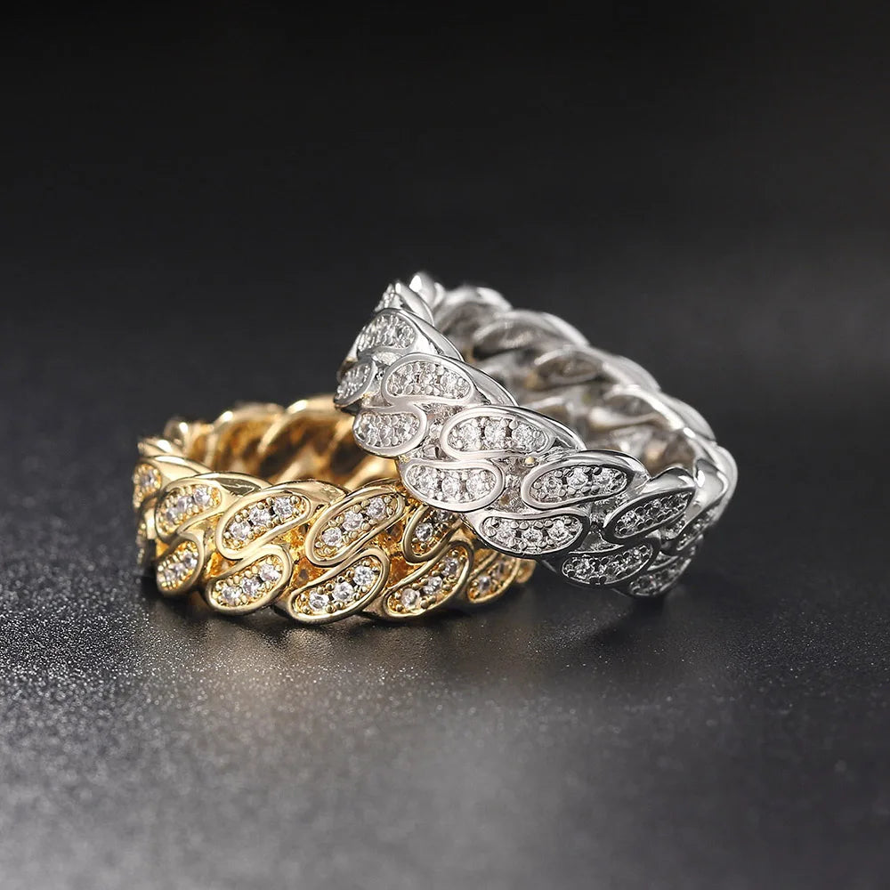 Iced Out Cuban Tennis Ring — Stainless