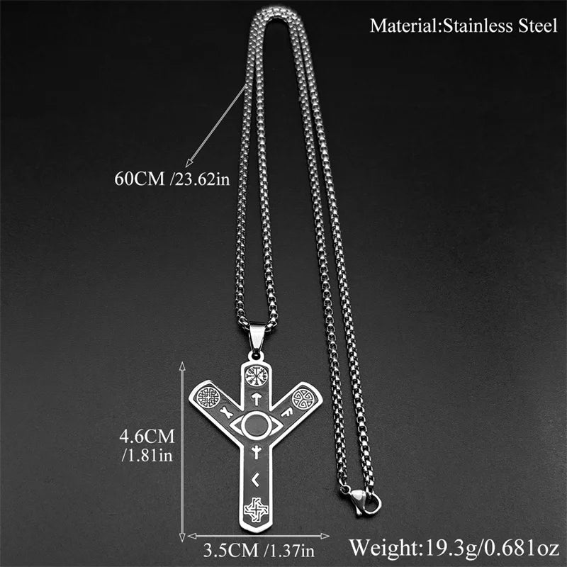 Norse Viking Compass Cross Pendant Necklace