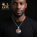 Aokaishen Iced Out Disc Wrist Wrestling Necklace Pendant for Men Real Gold Plated Cubic Zirconia Hip Hop Jewelry