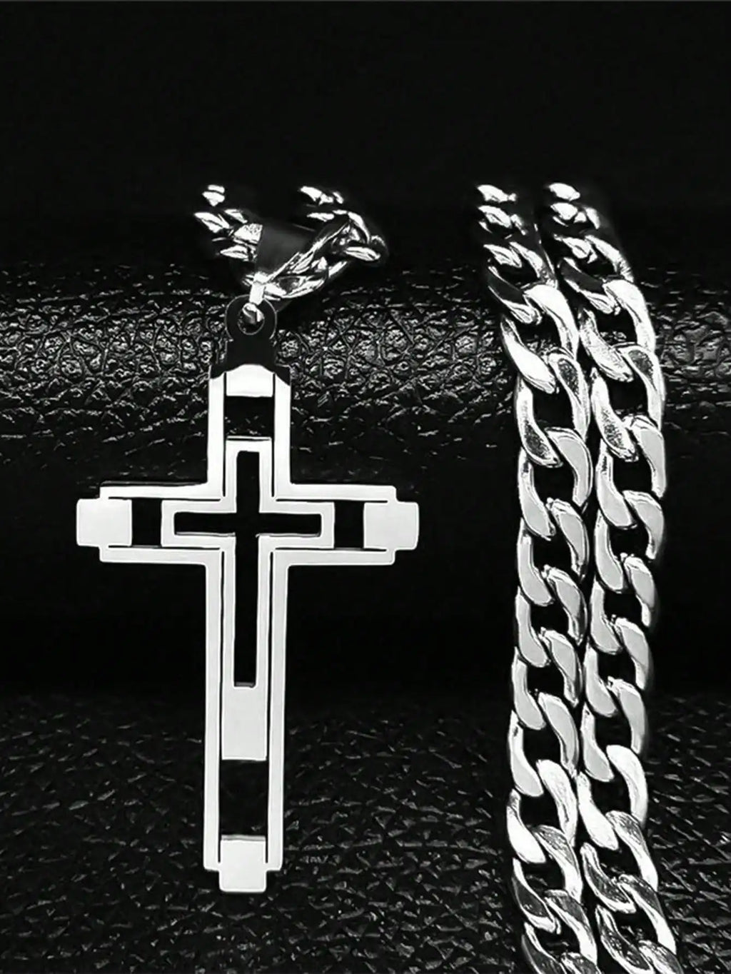 2025 Hip Hop Cross Stainless Steel Chain Necklace, Gold Long Pendant Necklace, Unisex