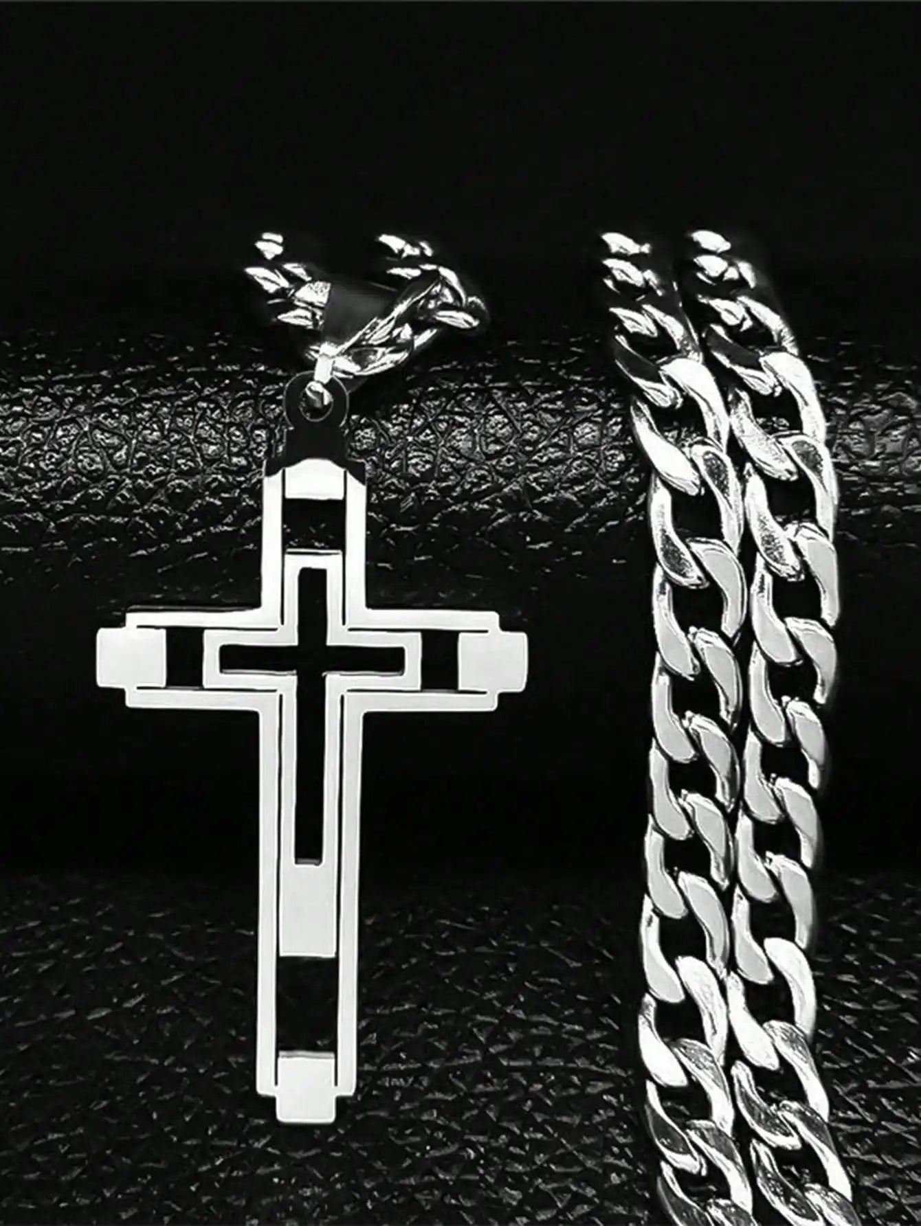 2025 Hip Hop Cross Stainless Steel Chain Necklace, Gold Long Pendant Necklace, Unisex