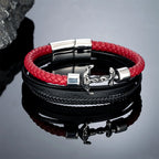 Men's Handmade Anchor Bracelet Women Punk Vikings Stainless Stee Multi-layer Leather Bangle Vintage Nautical Style
