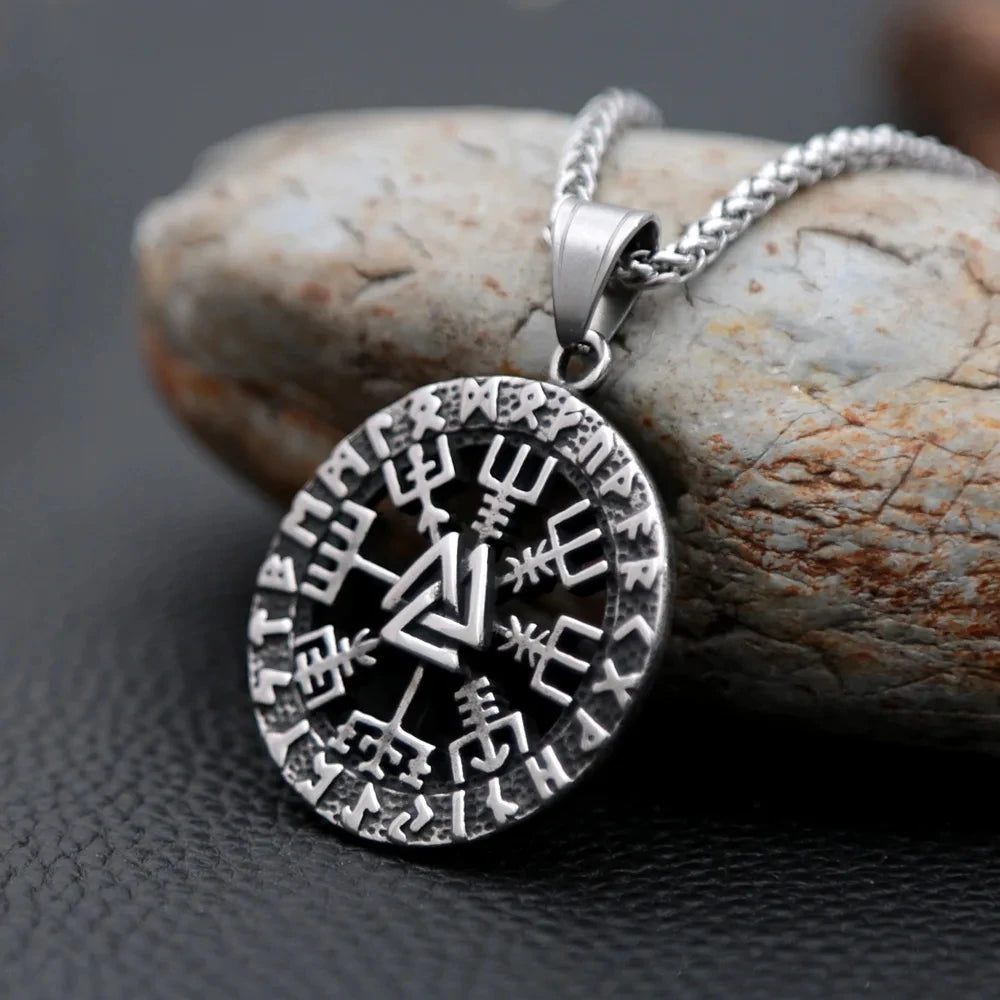 Compass Odin Steel Pendant Vintage Nordic Punk