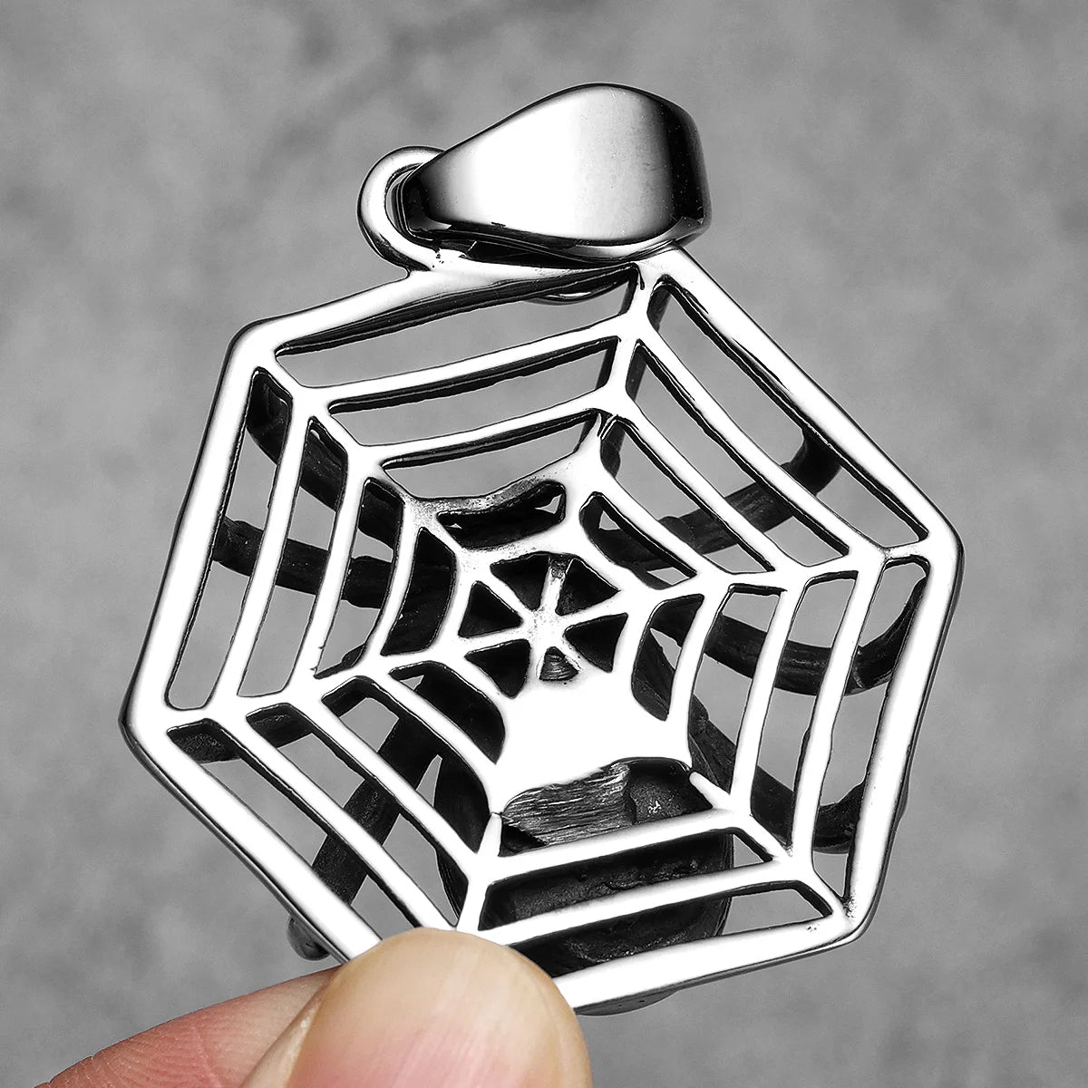 Spider Silk Gemstone Men Necklaces With Pendant Stainless Steel Jewelry For Male Women Punk Hip Hop Accessories Gifts