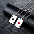 Punk Stainless Steel Playing Card Poker Pendant Necklace for Men Boys Hip Hop Lucky Ace of Spades Charm Necklace Women Jewelry