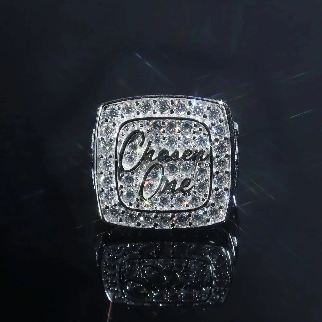 Moissanite Ring Custom Iced Out Name Ring Full Paved VVS Moissanite Hip Hop Personalized Letter Ring for Men Women