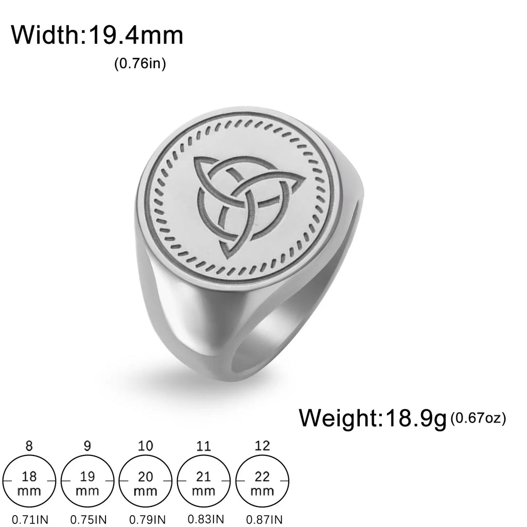 Celtic Trinity Knot Triquetra Signet Ring Engraved Spiritual Protection Ring Irish Knot Symbol Statement Jewelry