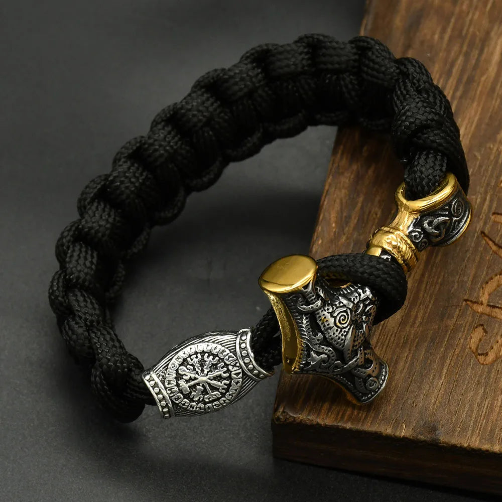 Mjölnir Thor's Hammer Norse Rune Bracelet — Stainless Steel
