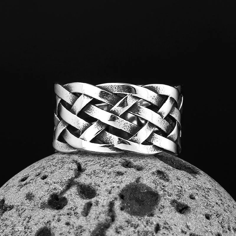Trendy 316L Stainless Steel Wholesale Price Viking Weave Ring For Man Women Vintage Charm Polished  jewelry For Teens Gift