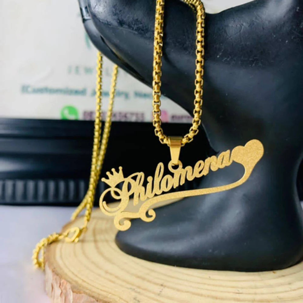 Customized Names Pendant Necklace Stainless Steel Personalized Jewelry Cuban Thick Chain for Men Women Detachable Necklace Gift