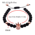 DOUVEI 6mm Pave Zircon Crown Weaving Bracelet Charm Men Black Matte Bracelets For Women Dropshipping ABL007
